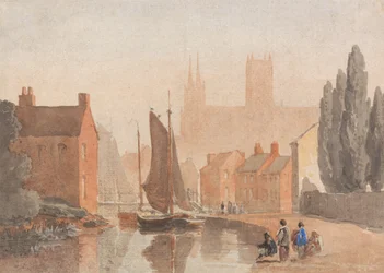 Die Kathedrale von Lincoln vom Brayford Pool aus