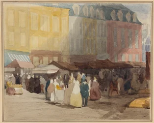 Eine französische Marktszene, möglicherweise Boulogne