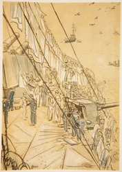 Auf einem Schlachtschiff: Lüften von Decken, Illustration aus 