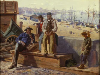 Schwarze Jungen am Kai, ca. 1865