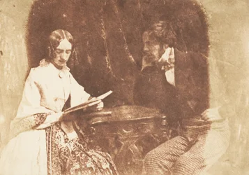 Paar sitzt, Frau liest, 1843-47