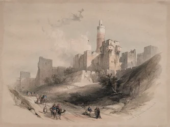 Zitadelle von Jerusalem, außerhalb der Mauern, Davidsturm, 1839