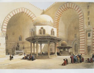 Ägypten - 19. Jahrhundert - Kairo - Moschee des Sultans Hassan - Innenhof - Kupferstich von David Roberts