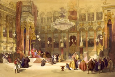 Griechische Kirche des Heiligen Grabes, Jerusalem, 11. April 1839. Lithographie