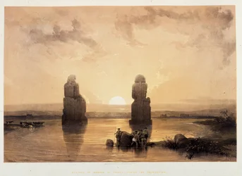 Statuen von Memnon in Theben während der Überschwemmung - in „Das Heilige Land“, London 1849