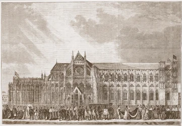 Der Krönungszug Anne Boleyns zur Westminster Abbey, Illustration aus „The History of Protestantism“ von James Aitken Wylie (1808-1890), veröffentlicht 1878