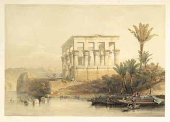 Der hypäthrale Tempel auf Philae, genannt das Bett des Pharaos, Tafel 65 aus Band II von „Ägypten und Nubien“, gestochen von Louis Haghe (1806-85), veröffentlicht 1849