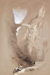 Der Triumphbogen, der die Schlucht nach Petra überquert, 1839