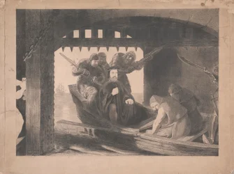 Herzog von Gloucester wird 1380 ins Wasser Tor von Calais gebracht