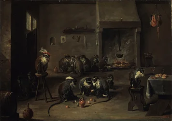 Affen in der Küche, 1640er