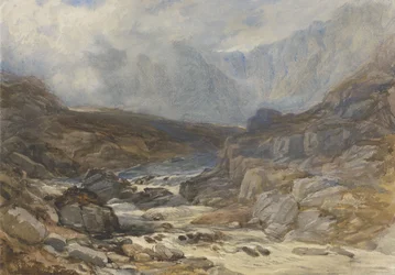 Walisische Bergszene mit reißendem Fluss