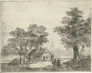 Landschaft mit Spaziergängern