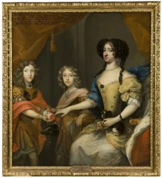 Anna Sofia, 1647-1717, Prinzessin von Dänemark, Kurfürstin von Sachsen, ihre Söhne Johann Georg IV., 1668-1697, Kurfürst von Sachsen, Friedrich August I. / August II. der Starke, 1670-1733, Kurfürst von Sachsen, König von Polen