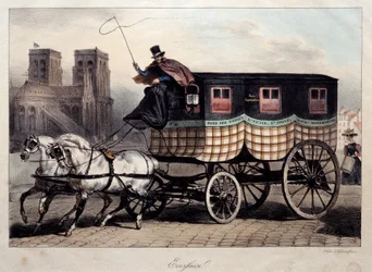 Pariser Transport: Omnibus bekannt als der Schotte. Lithographie von Denis Auguste Raffet (1804-1860) 19. Jahrhundert Paris, Musée Carnavalet
