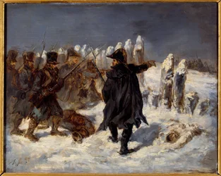 Russischer Rückzug. Napoleonischer Krieg (1812). Marschall Michel Ney (1769 - 1815) an der Redoute von Kovno (1812)