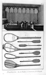 Real Tennis und der Bau von Schlägern, 1751-1777