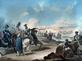 Russische Kavallerie greift französische Infanterie bei Borodino an
