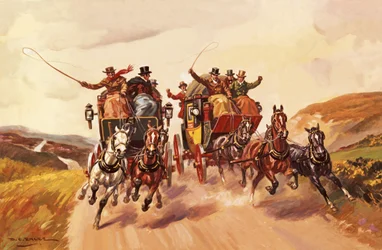 Rennen zwischen Postkutschen