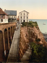 Die große Treppe, Helgoland, Deutschland, Photochromdruck, ca. 1900
