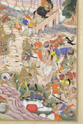Detail von Baburs Truppen erobern die Festung in Kabul, ca. 1590-1600