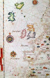 Die Britischen Inseln, Iberien und Nordwestafrika, Detail aus einem Weltatlas, 1565
