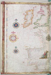 Die Britischen Inseln und Iberien, Detail aus einem Weltatlas, 1565