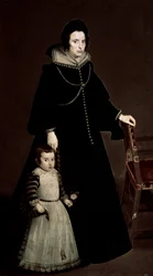 Porträt von Doña Antonia de Ipeñarrieta mit einem Sohn, ca. 1631