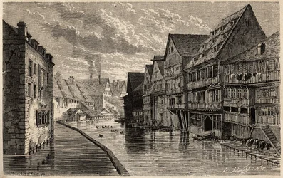Alte Gerbereien in Ulm. Zeichnung von Lancelot zur Illustration von Victor Duruy