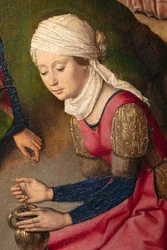 Pfarrkirche (Parochiekerk Sint-Pieter). Gemälde. Das letzte Abendmahl. Dirk Bouts. 1464-1468. Detail. Rechtes Panel.