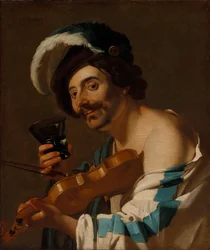 Geigenspieler mit einem Weinglas, 1623