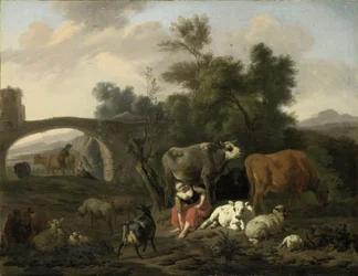 Landschaft mit Hirten und Vieh