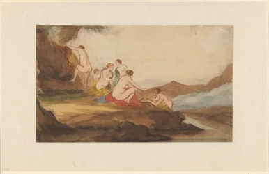 Frauen baden in einer Landschaft