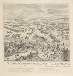 Schlacht bei Drogheda an der Boyne, 1. Juli 1690 (linkes Blatt)