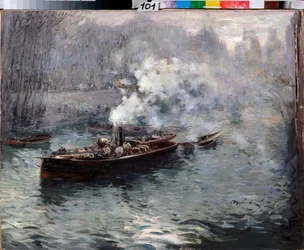 Ein Dampfschiff