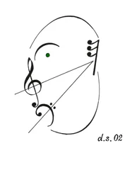 Diminuendo-Gesicht - ein singendes Gesicht gezeichnet mit musikalischen Symbolen