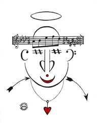 Dzen - ein Gesicht gezeichnet mit musikalischer Notation