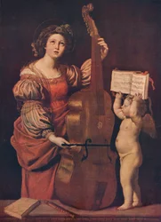 Heilige Cäcilia mit einem Engel, der eine Partitur hält, 1617-1618