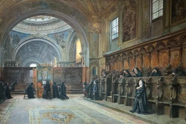 Der Chor der Kirche Santa Maria Donnaregina Nuova, zweite Hälfte des 19. Jahrhunderts