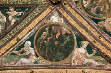 Äneas rettet Anchises aus dem Feuer von Troja (Fresko)