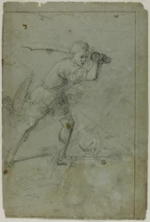 David enthauptet Goliath (recto); Skizze einer bekleideten weiblichen Figur mit erhobenem rechten Arm (verso)
