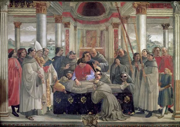 Der Tod des Heiligen Franziskus, Szene aus einem Zyklus des Lebens des Heiligen Franziskus von Assisi, 1486