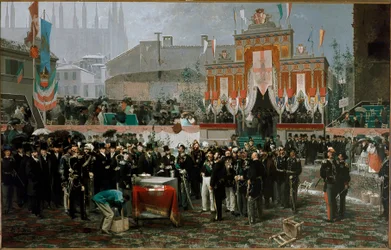 Zeremonie für den Grundstein der Vittorio Emanuele II Galerie am 7. März 1865