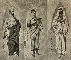 Heilige Paulus, Jakobus der Große und Johannes, Kartons von Domenico Morelli für das Mosaik der Kathedrale von Amalfi