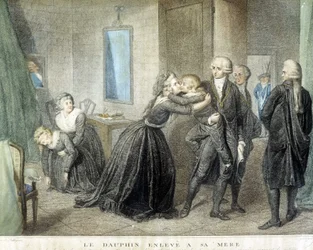 Der Louis-Delfin wird seiner Mutter Marie Antoinette (in ihrem Tempelgefängnis) entrissen, 1. Juli