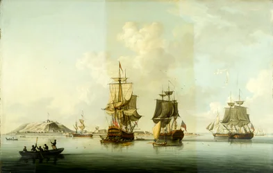 Angriff auf Goree, 29. Dezember 1758: Schiffe vor Anker nach der Aktion
