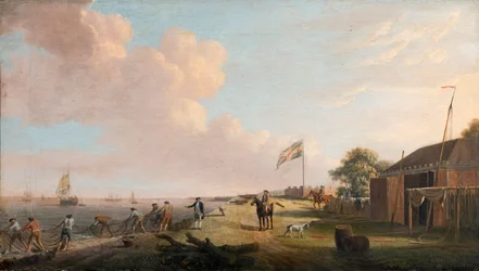 Ansicht von Tilbury Fort mit Fischern, die Netze einholen, 1770