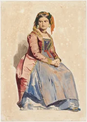 Sitzende italienische Frau