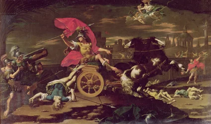 Achilles schleift Hektors Leichnam um die Mauern Trojas