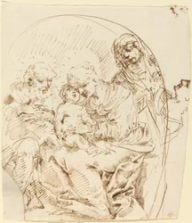 Heilige Familie mit der heiligen Anna und weiblichem Profilkopf