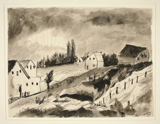 Landschaft mit Häusern